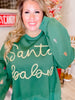 Santa Baby Green Christmas Sweatshirt W/ Tree Patch Details - Whiskey Skies - ODDI