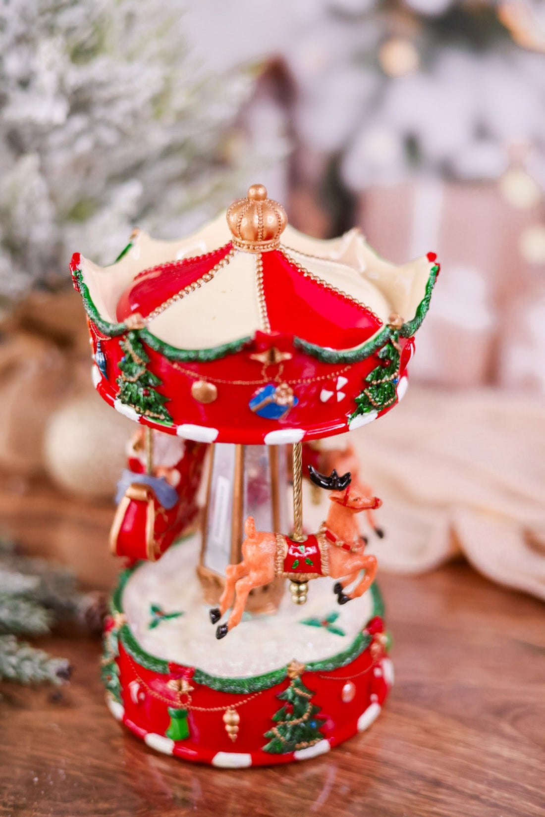 Santa's Sleigh Musical Animated Carousel - Whiskey Skies - RAZ IMPORTS