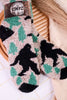 Sasquatch Print Fuzzy Crew Socks - Whiskey Skies - CRESCENT SOCK COMPANY