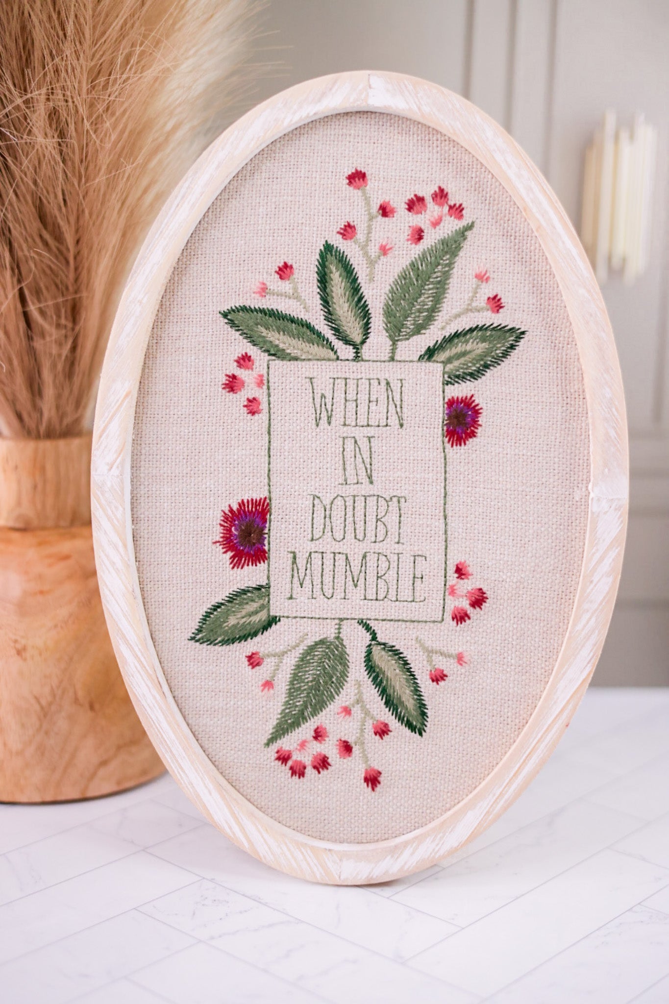 Sassy Floral Embroidered Signs (3 Styles) - Whiskey Skies - GERSON COMPANIES