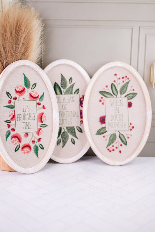 Sassy Floral Embroidered Signs (3 Styles) - Whiskey Skies - GERSON COMPANIES