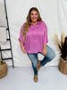 Satin Feel Oversized Top with Dolman Sleeves in Spring Orchid - Whiskey Skies - ANDREE BY UNIT