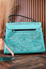 Savannah Scroll Embossed Turquoise Leather Sling Bag - Whiskey Skies - MYRA BAGS