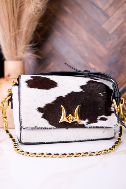 SAVI Mini Bag in Black & White Cowhide - Whiskey Skies - LOYAL WEST