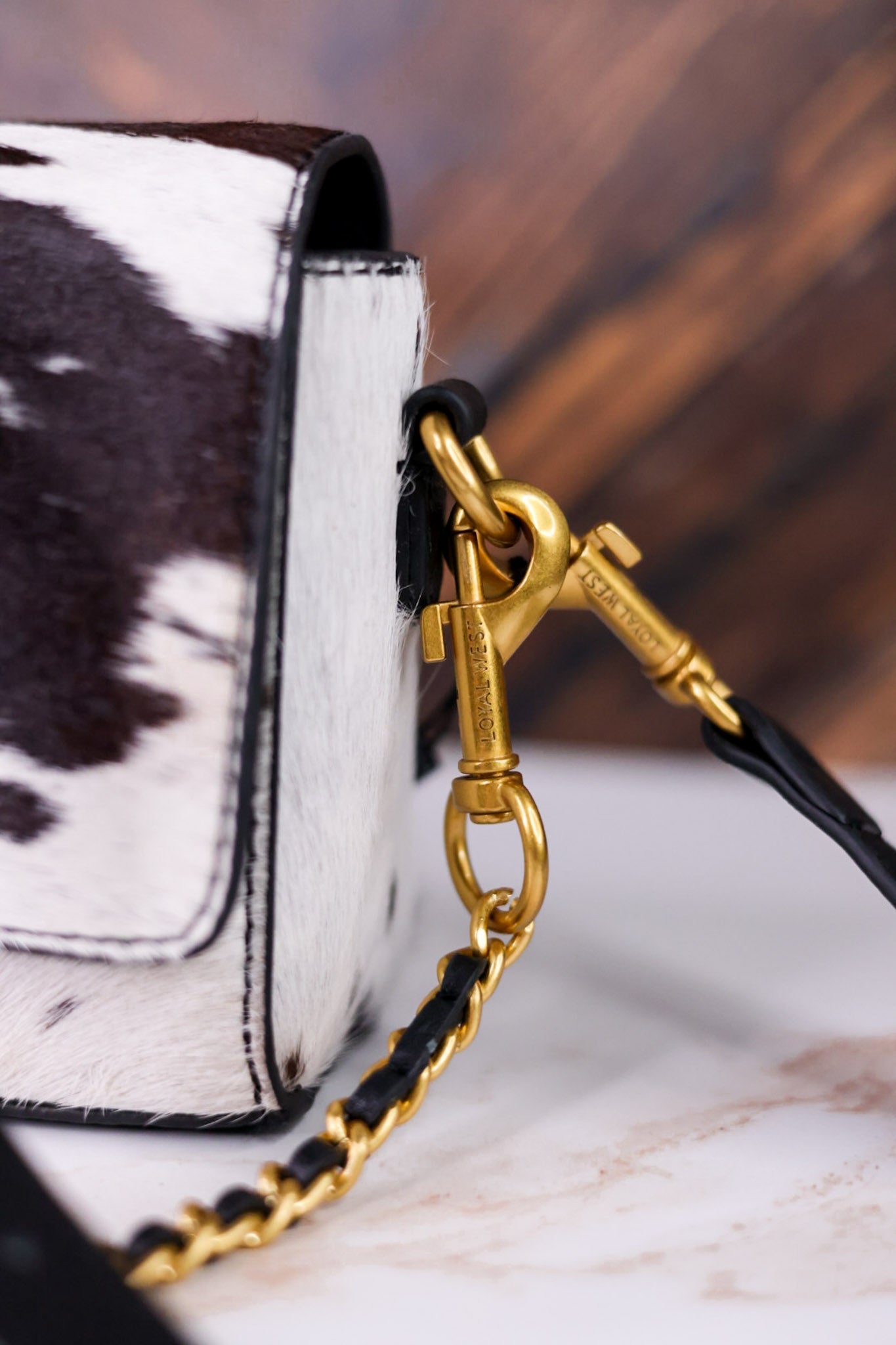 SAVI Mini Bag in Black & White Cowhide - Whiskey Skies - LOYAL WEST