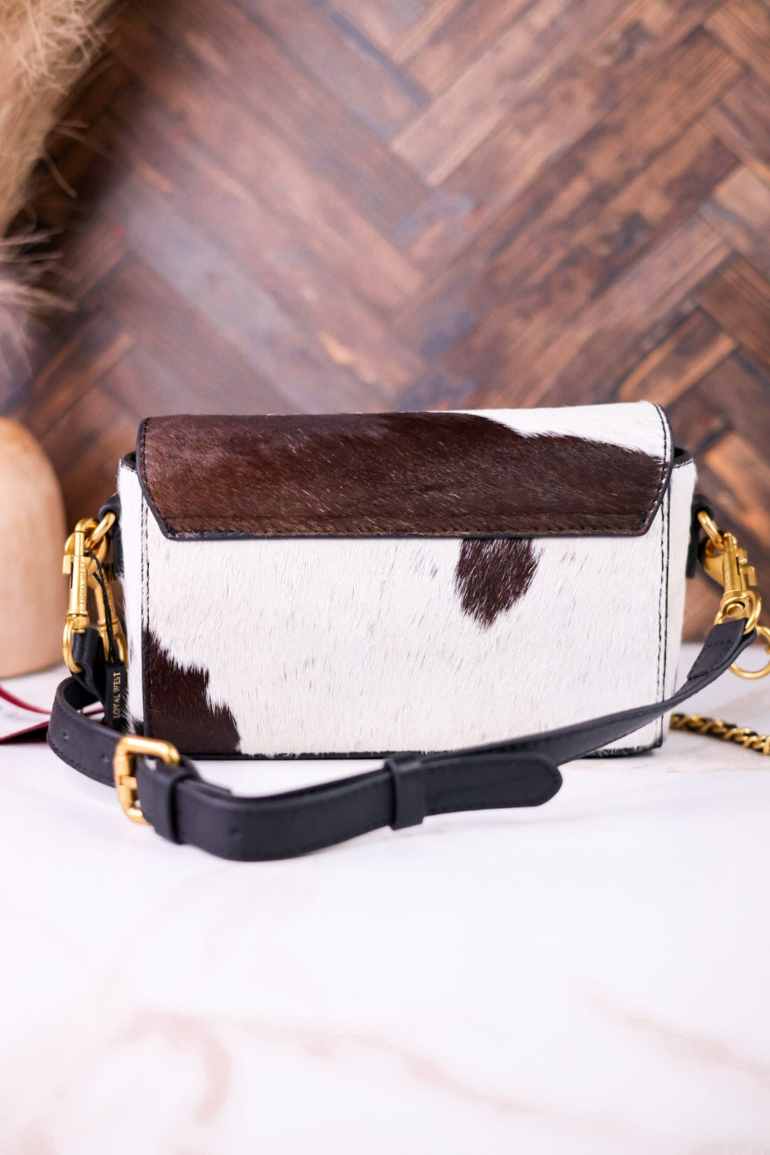 SAVI Mini Bag in Black & White Cowhide - Whiskey Skies - LOYAL WEST
