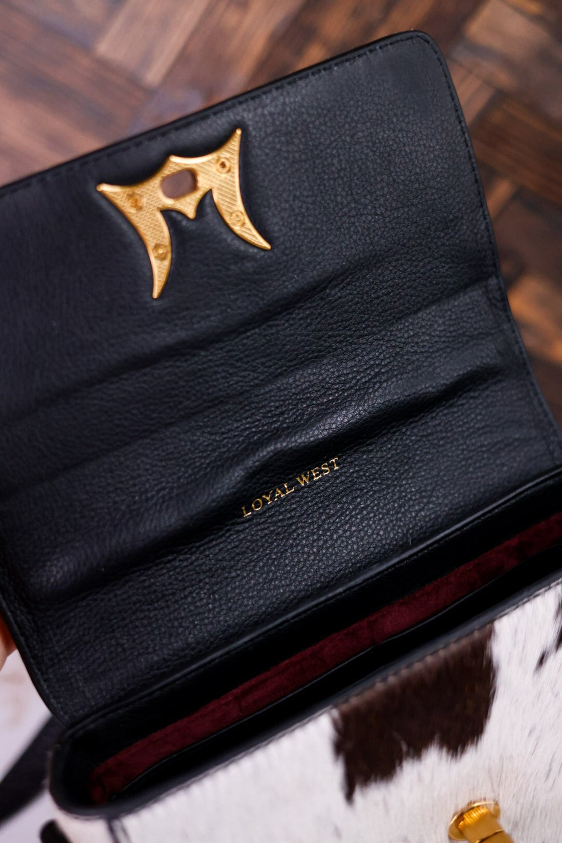 SAVI Mini Bag in Black & White Cowhide - Whiskey Skies - LOYAL WEST