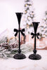 Scalloped Edge Candle Sticks With Bow Accent (2 Sizes) - Whiskey Skies - RAZ IMPORTS