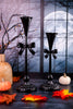 Scalloped Edge Candle Sticks With Bow Accent (2 Sizes) - Whiskey Skies - RAZ IMPORTS
