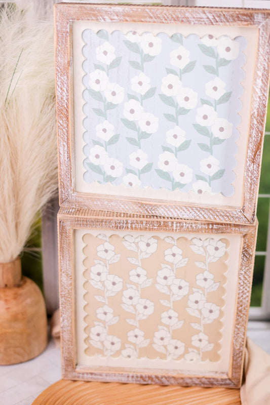 Scalloped Edge Floral Print Reversible Sign - Whiskey Skies - ADAMS & CO