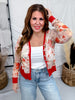 Scarlet Floral Print Sheer Long Sleeve Button Front Cardigan - Whiskey Skies - SEW IN LOVE