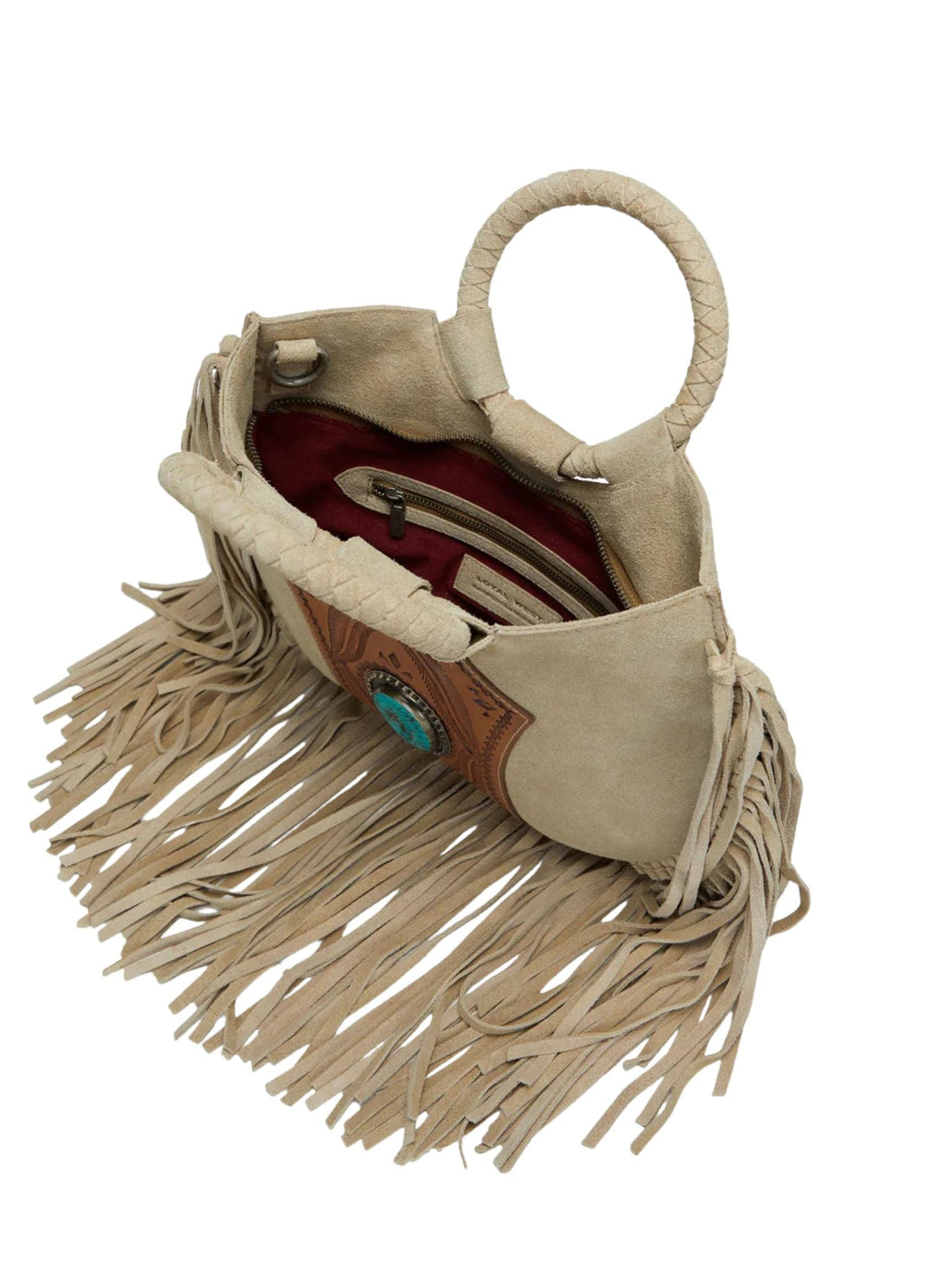 Sedona Tassel Bag In Suede Leather - Whiskey Skies - LOYAL WEST