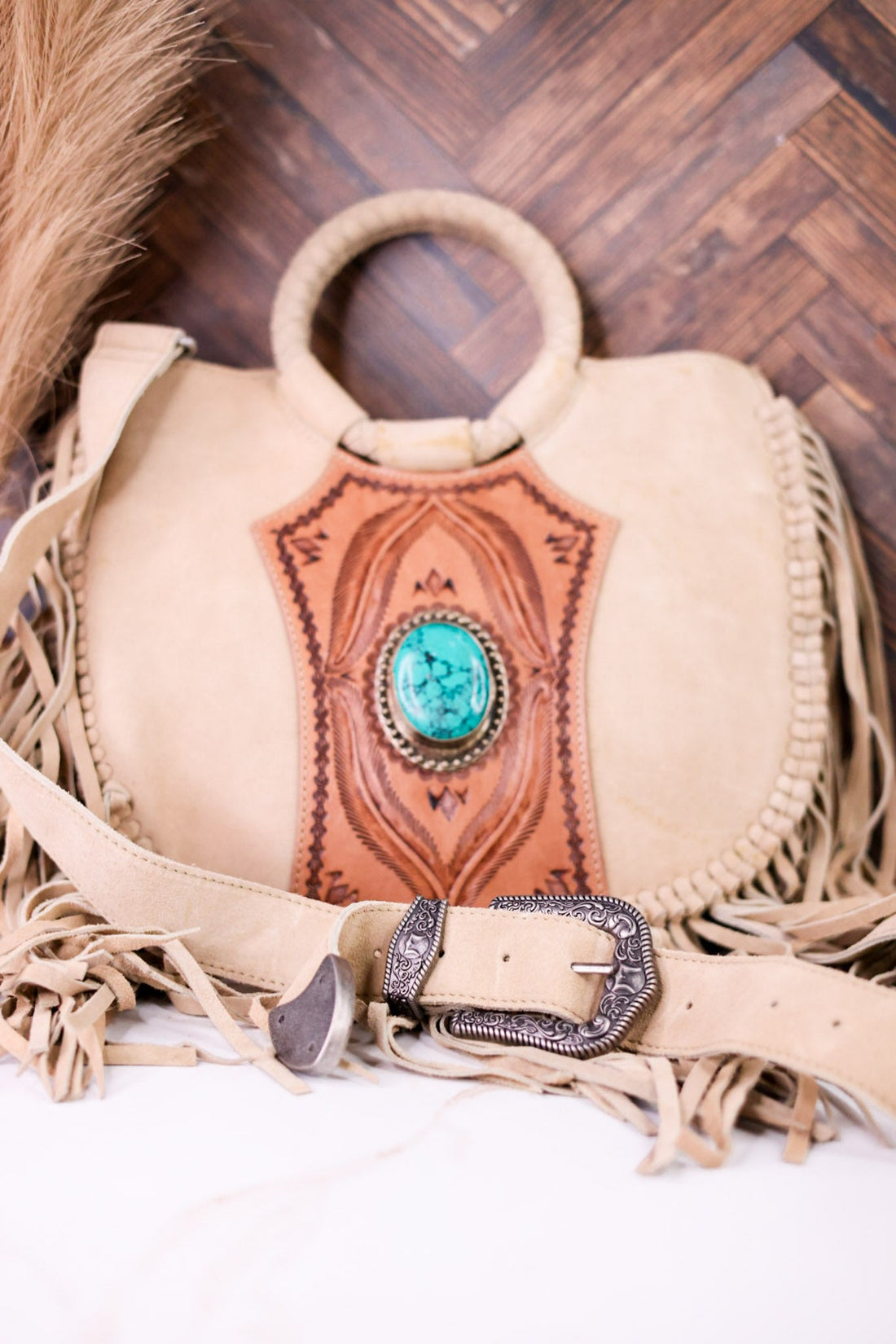 Sedona Tassel Bag In Suede Leather - Whiskey Skies - LOYAL WEST