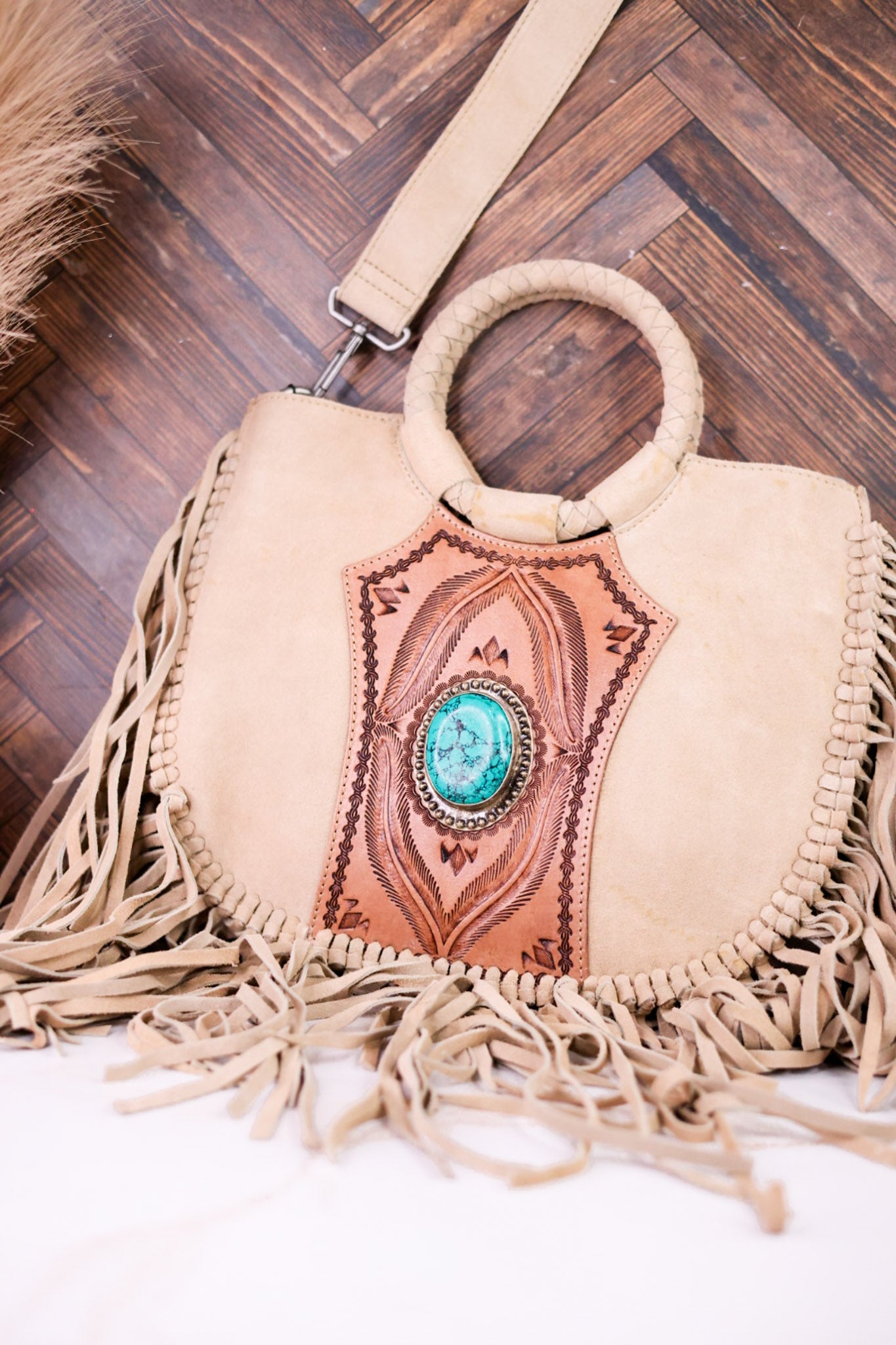 Sedona Tassel Bag In Suede Leather - Whiskey Skies - LOYAL WEST