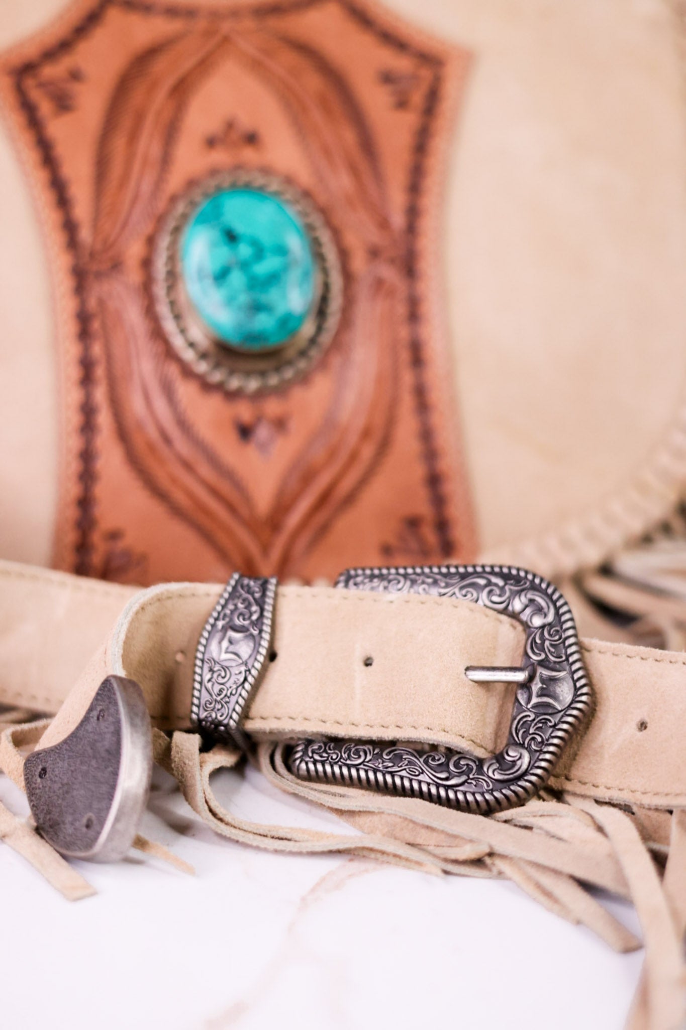 Sedona Tassel Bag In Suede Leather - Whiskey Skies - LOYAL WEST