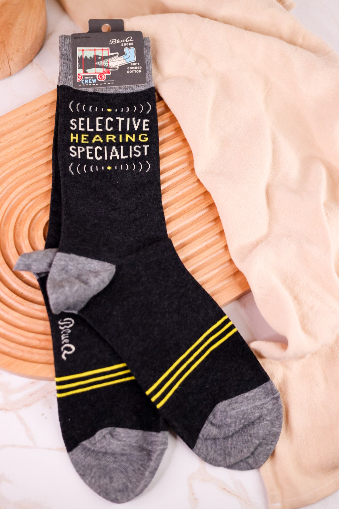 Selective Hearing Specialist Men's Crew Socks - Whiskey Skies - BLUE Q