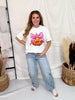 Sequin Pumpkin Pink Bow Graphic T-Shirt - Whiskey Skies - FRONT PORCH BOUTIQUE