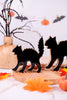 Set of 2 Wood & Enamel Black Cats - Whiskey Skies - WT COLLECTION