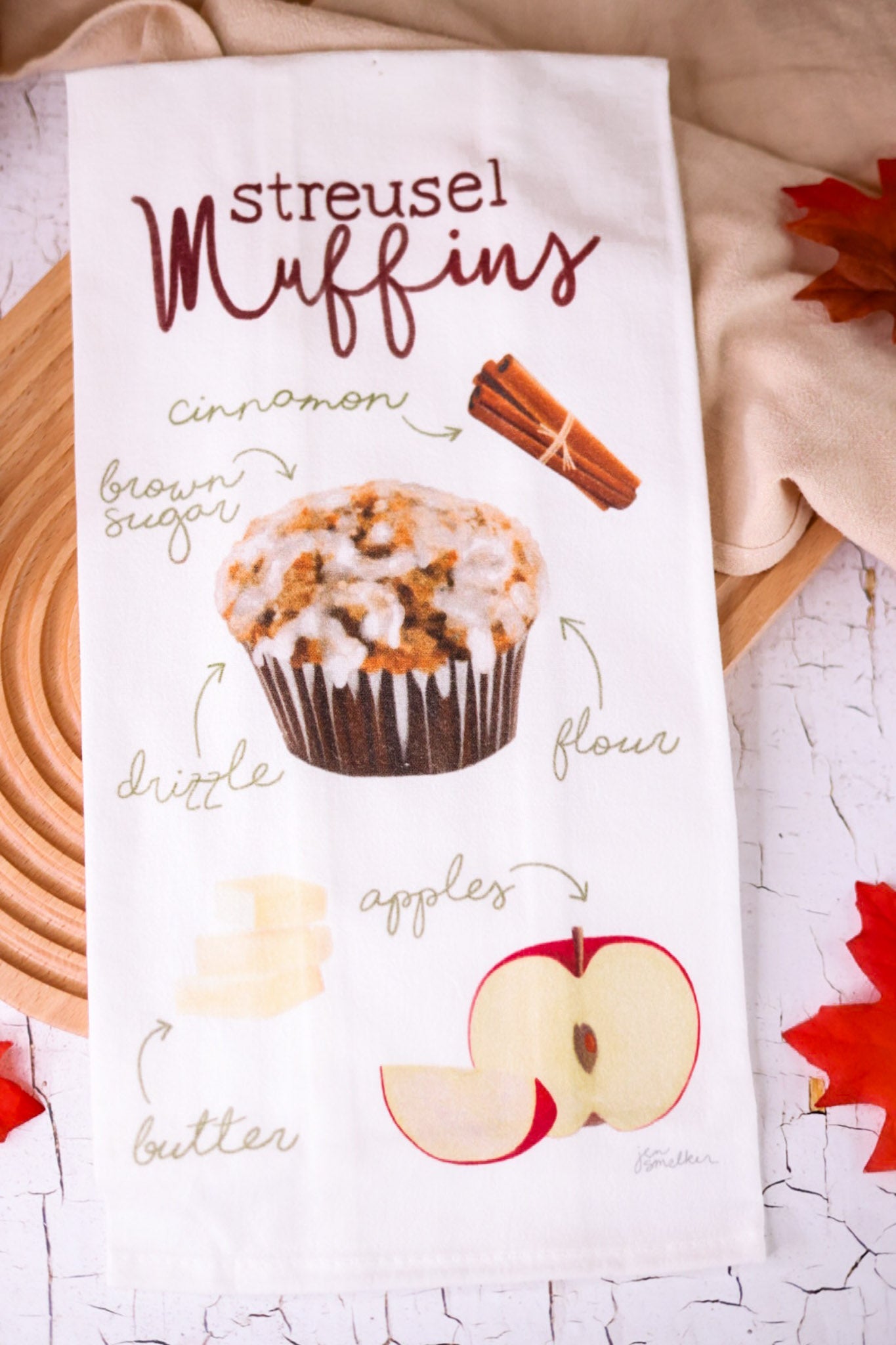 Set Of 3 Autumn Apple Kitchen Towels - Whiskey Skies - C & F ENTERPRISES