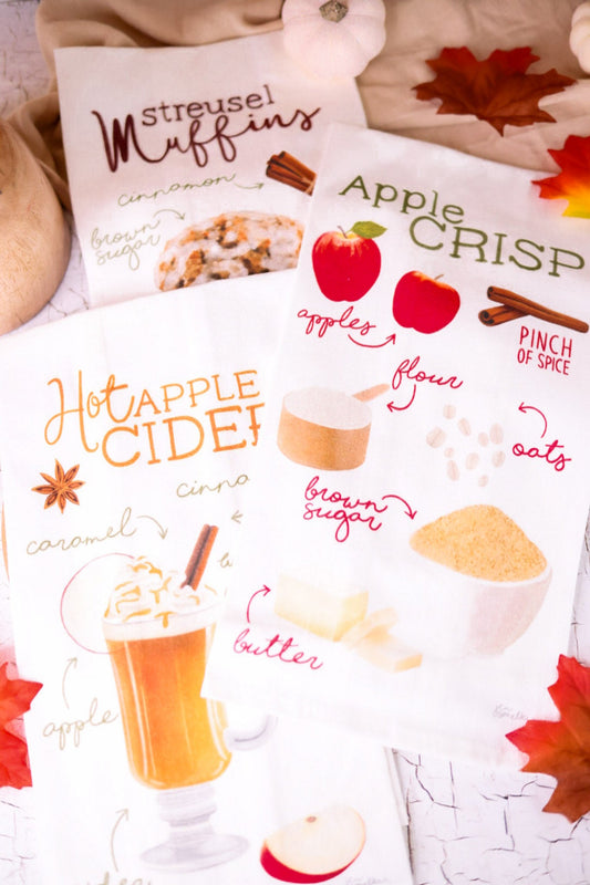 Set Of 3 Autumn Apple Kitchen Towels - Whiskey Skies - C & F ENTERPRISES