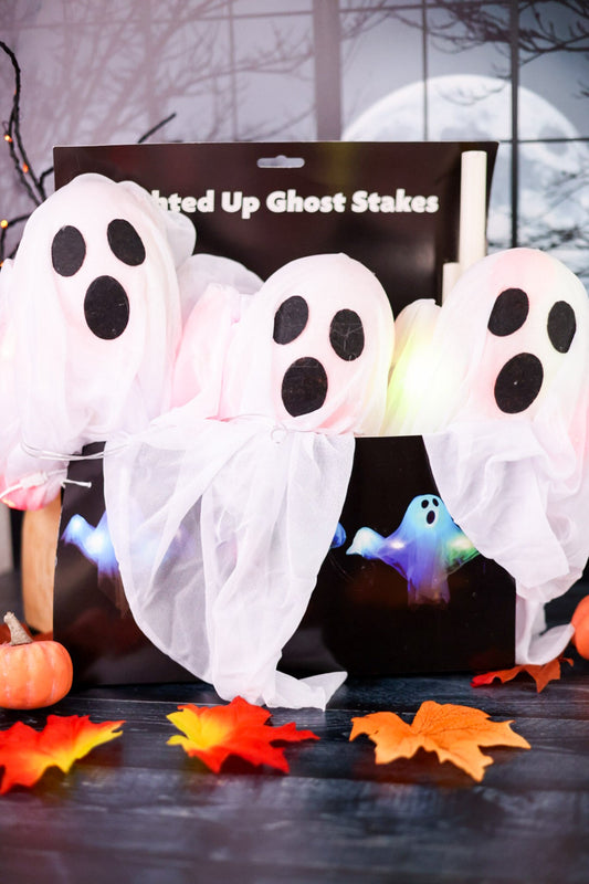 Set of 3 LED Ghost Lawn Stakes - Whiskey Skies - C & F ENTERPRISES