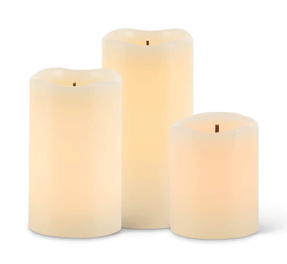 Set of 3 LED Wavy Edge Color Changing Candles - Whiskey Skies - GERSON COMPANIES