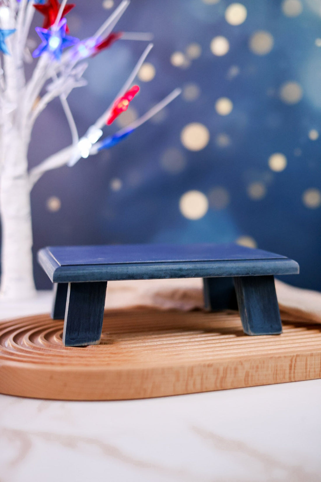 Set of 3 Rustic Red White & Blue Wooden Risers - Whiskey Skies - SPECIAL T IMPORTS INC