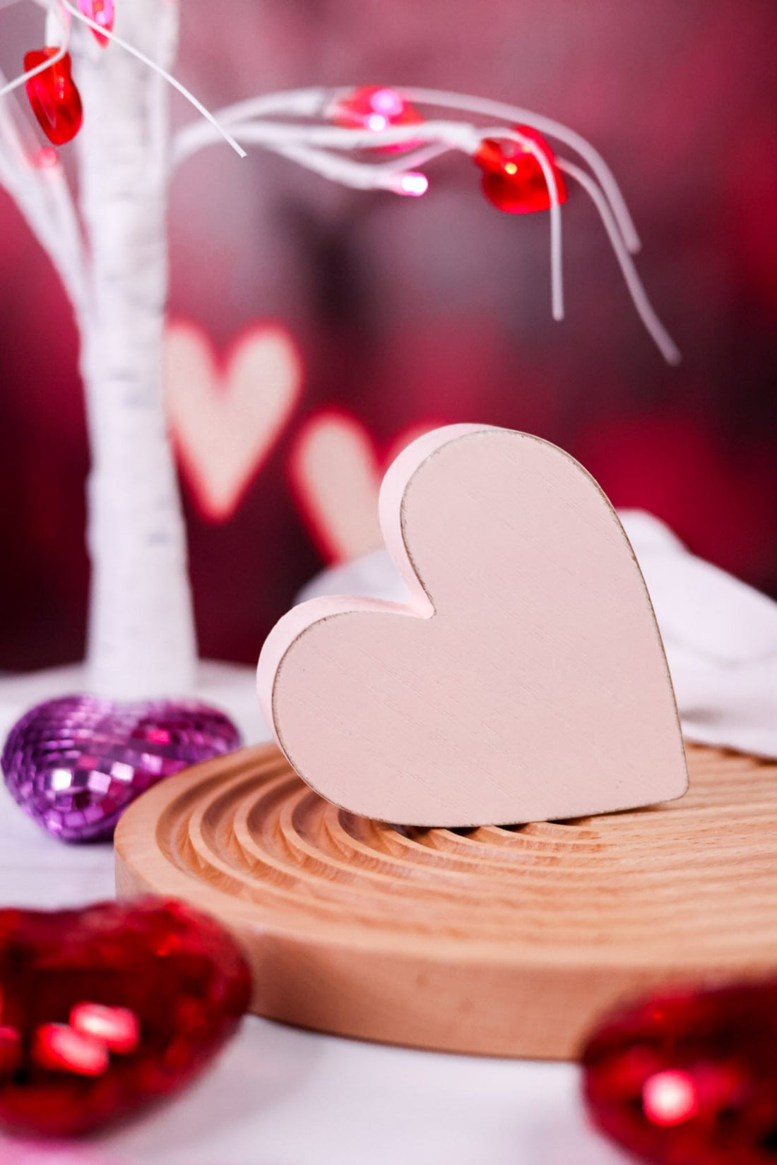 Set of 3 Wooden Heart Blocks - Whiskey Skies - DEVANIE AT HOME