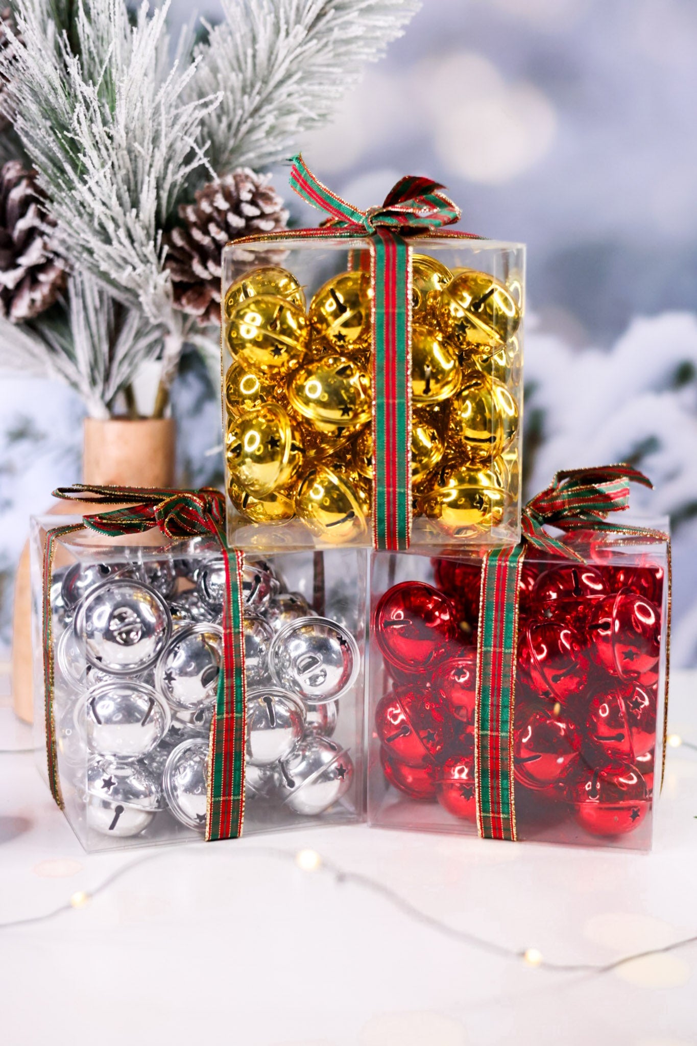 Set Of 36 Metal Holiday Bells (3 Colors) - Whiskey Skies - SPECIAL T IMPORTS INC