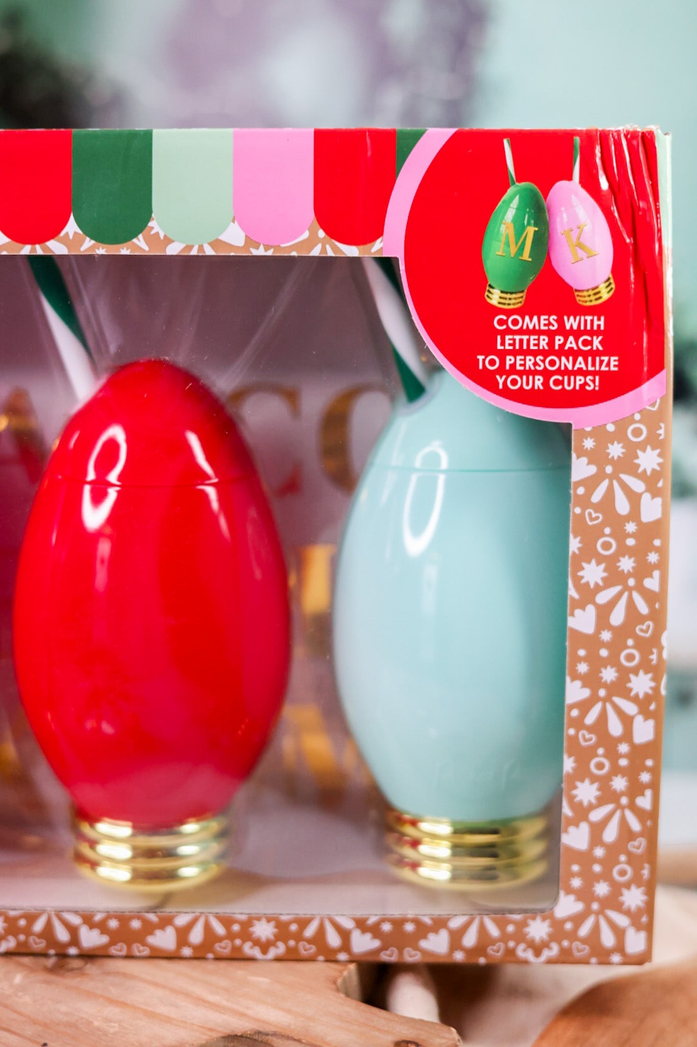 Set of 4 Customizable Bright Holiday Light Cups - Whiskey Skies - PACKED PARTY