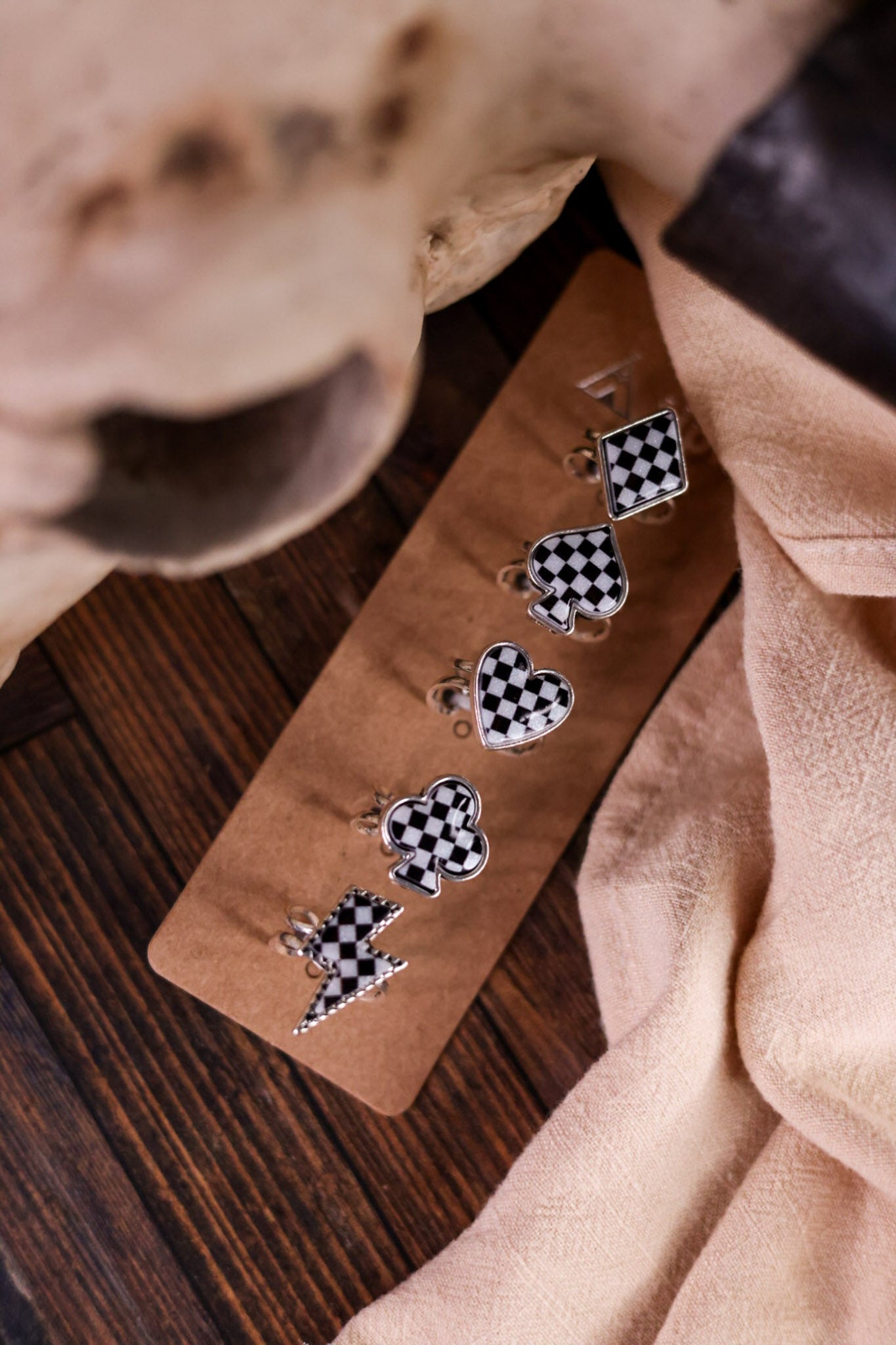 Set of 5 Checkered Western Symbol Rings - Whiskey Skies - SNOWING WEST