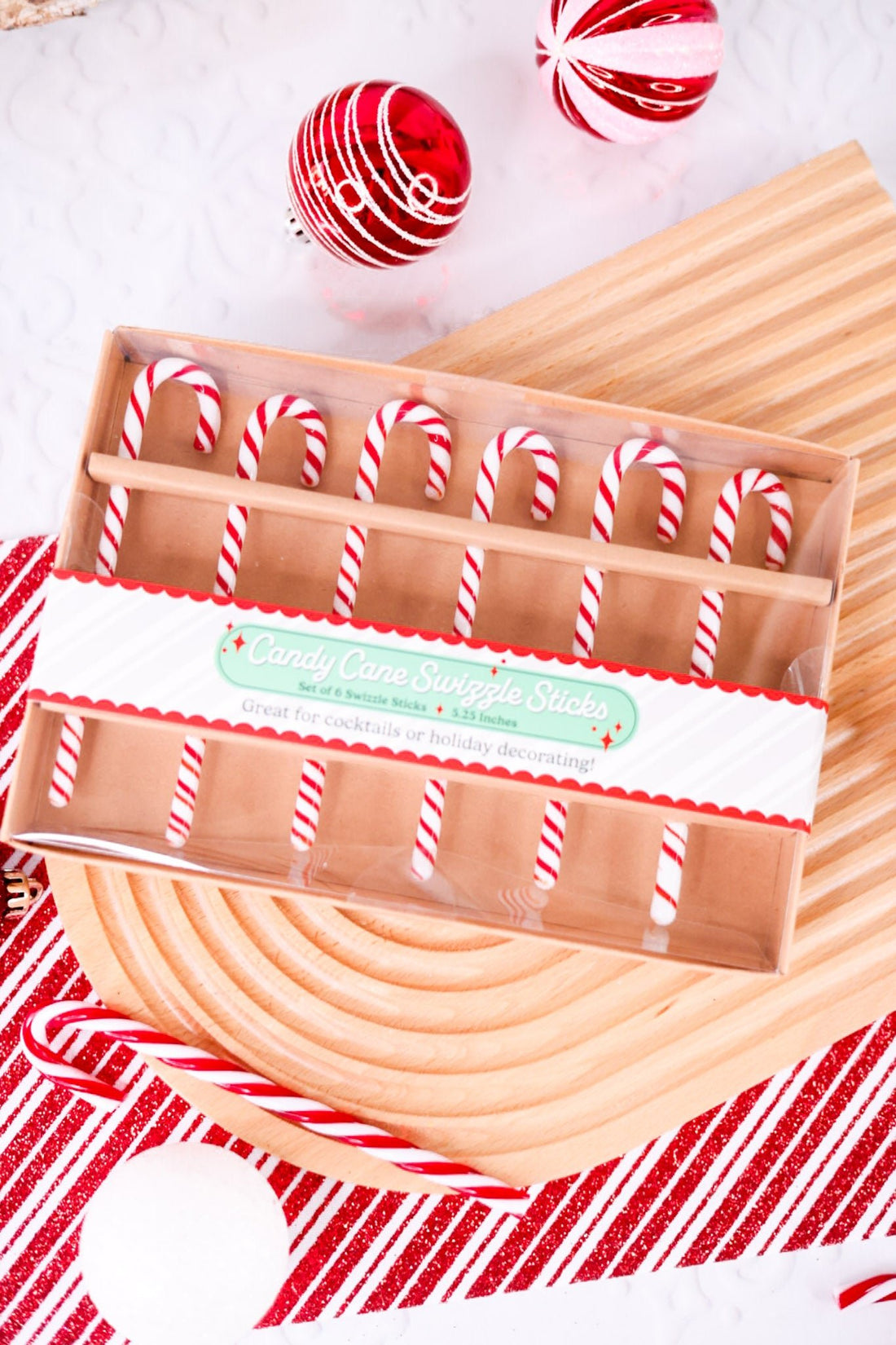 Set Of 6 Candy Cane Swizzle Sticks - Whiskey Skies - DII - DESIGN IMPORTS