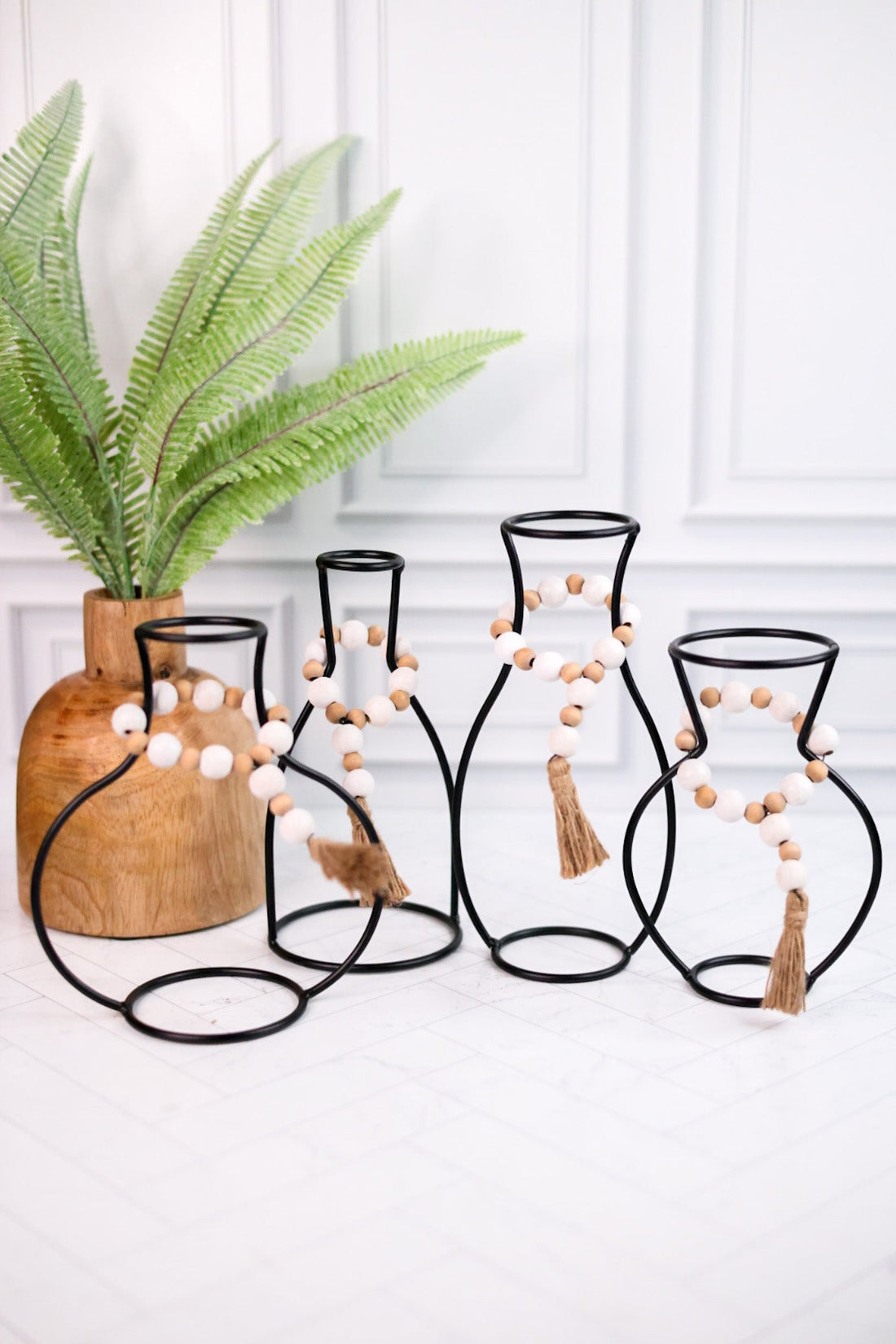 Set Of Four Rustic Wire Silhouette Vases - Whiskey Skies - YOUNG'S INC