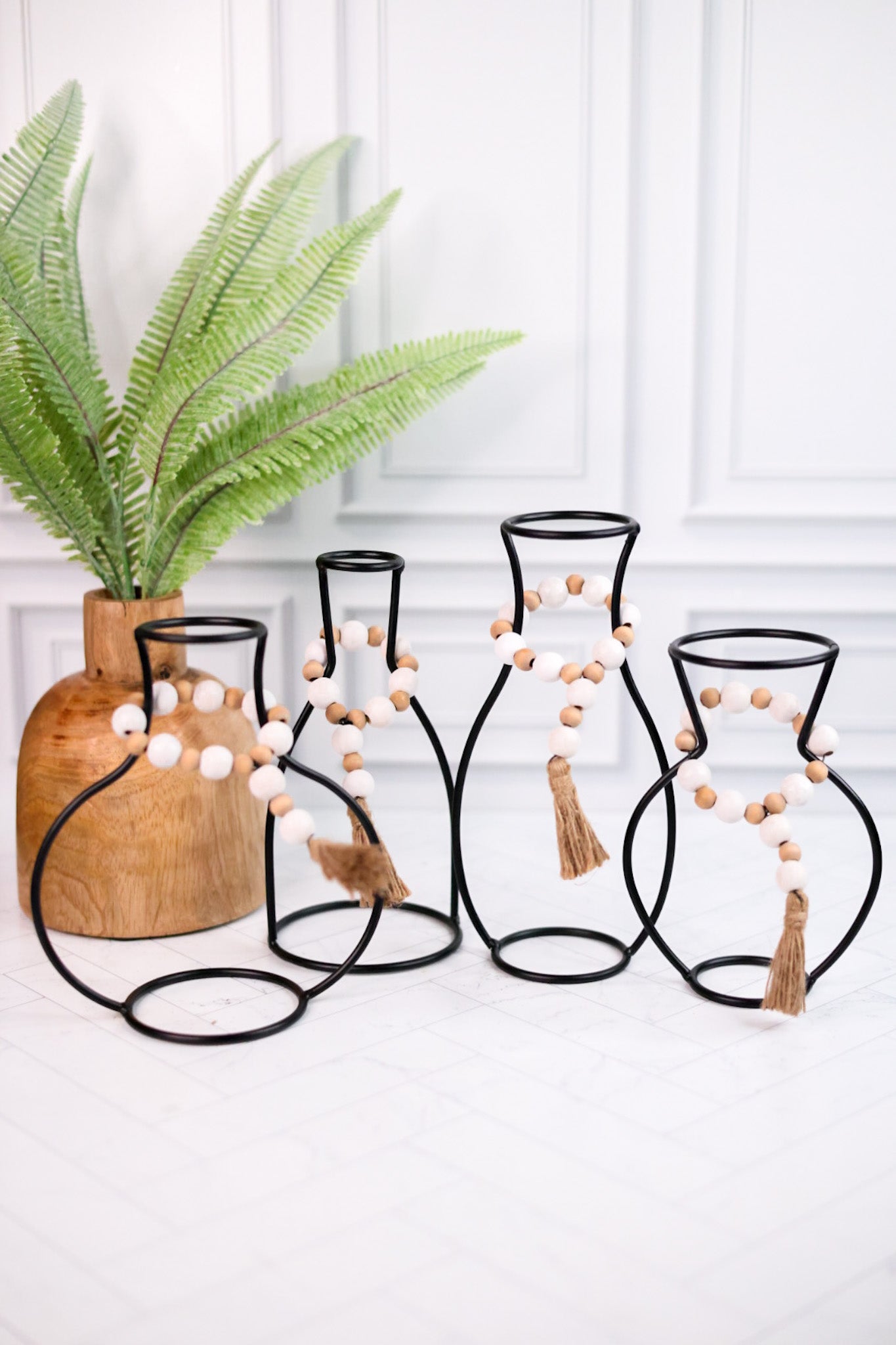 Set Of Four Rustic Wire Silhouette Vases - Whiskey Skies - YOUNG'S INC