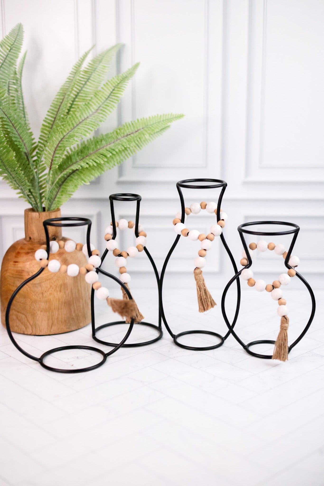 Set Of Four Rustic Wire Silhouette Vases - Whiskey Skies - YOUNG'S INC