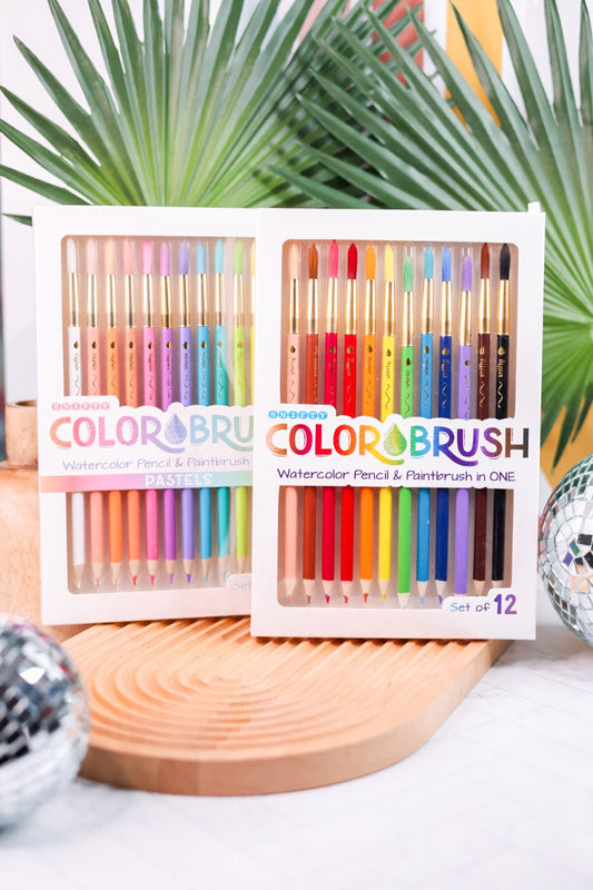 Set Of Twelve Color - Brush Watercolor Pencil & Paintbrush (Two Color Sets) - Whiskey Skies - SNIFTY SCENTED PRODUCTS