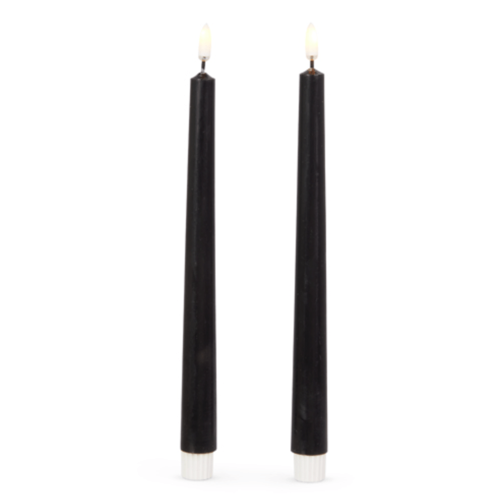 Set Of Two Black Taper Battery Operated Candles - Whiskey Skies - RAZ IMPORTS