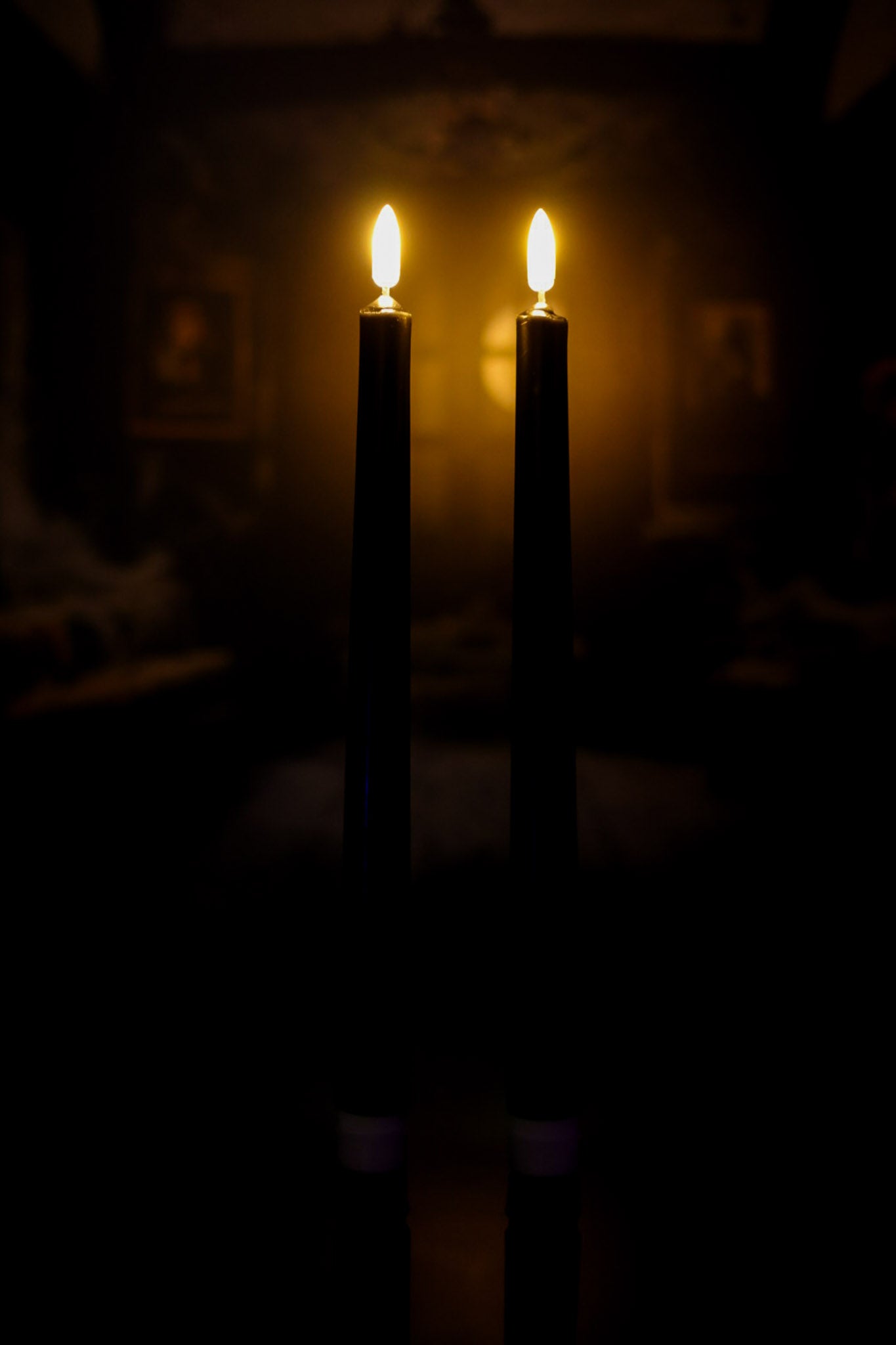 Set Of Two Black Taper Battery Operated Candles - Whiskey Skies - RAZ IMPORTS