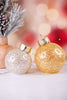 Set Of Two Glass Light - Up Glitter Ornaments - Whiskey Skies - TRANSPAC