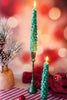 Set Of Two Green Christmas Tree Light Up Taper Candles - Whiskey Skies - RAZ IMPORTS