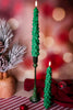 Set Of Two Green Christmas Tree Light Up Taper Candles - Whiskey Skies - RAZ IMPORTS