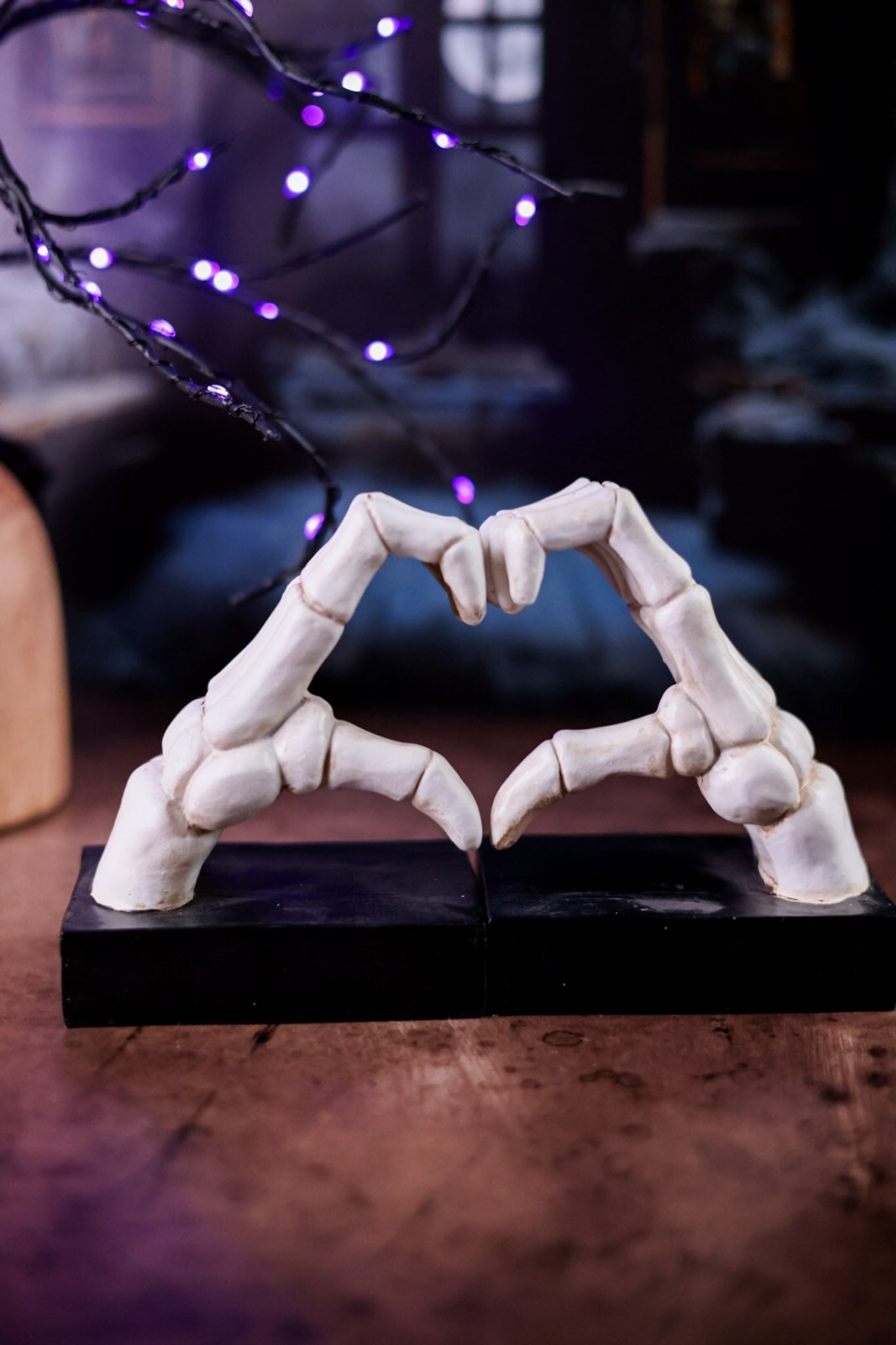 Set of Two Skeleton Heart Hand Bookends - Whiskey Skies - TRANSPAC