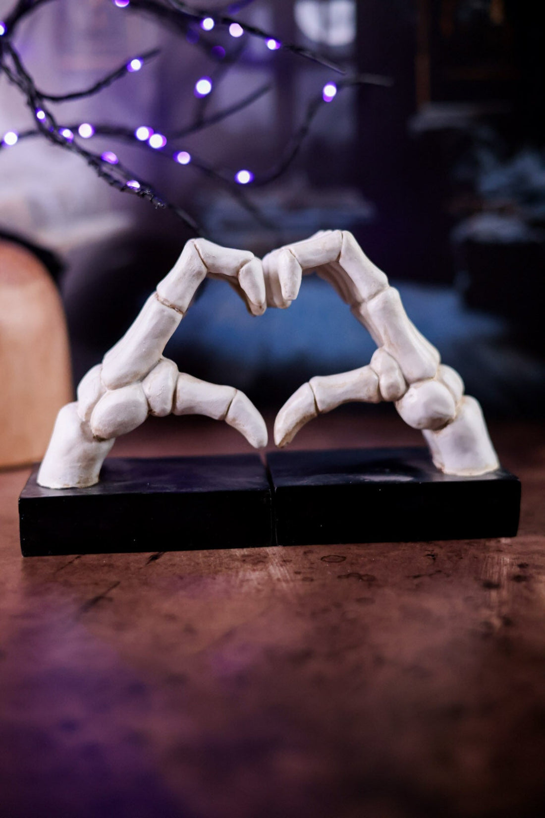 Set of Two Skeleton Heart Hand Bookends - Whiskey Skies - TRANSPAC