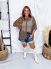 Sheer Brown Button Down Top W/ Turquoise Buttons & Side Slit - Whiskey Skies - 2 FLY CO.