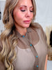 Sheer Brown Button Down Top W/ Turquoise Buttons & Side Slit - Whiskey Skies - 2 FLY CO.