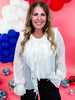 Sheer Ivory Chiffon Blouse With Cascading Ruffle Trim - Whiskey Skies - ODDI