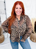 Sheer Leopard Print Blouse With Ruffled Cuffs - Whiskey Skies - ODDI