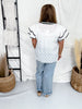 Sheer White Checkered Texture Top With Ruffle Sleeves - Whiskey Skies - SOUTHERN GRACE