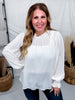 Sheer White Chiffon Blouse With Rhinestones - Whiskey Skies - ODDI