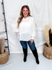 Sheer White Chiffon Blouse With Rhinestones - Whiskey Skies - ODDI